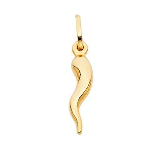 14K Yellow Gold  Cornicello Italian Horn Pendant